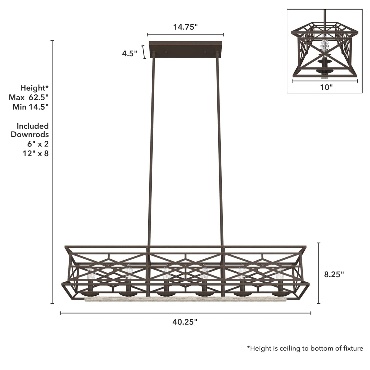 Langwood 6 Light Linear Chandelier