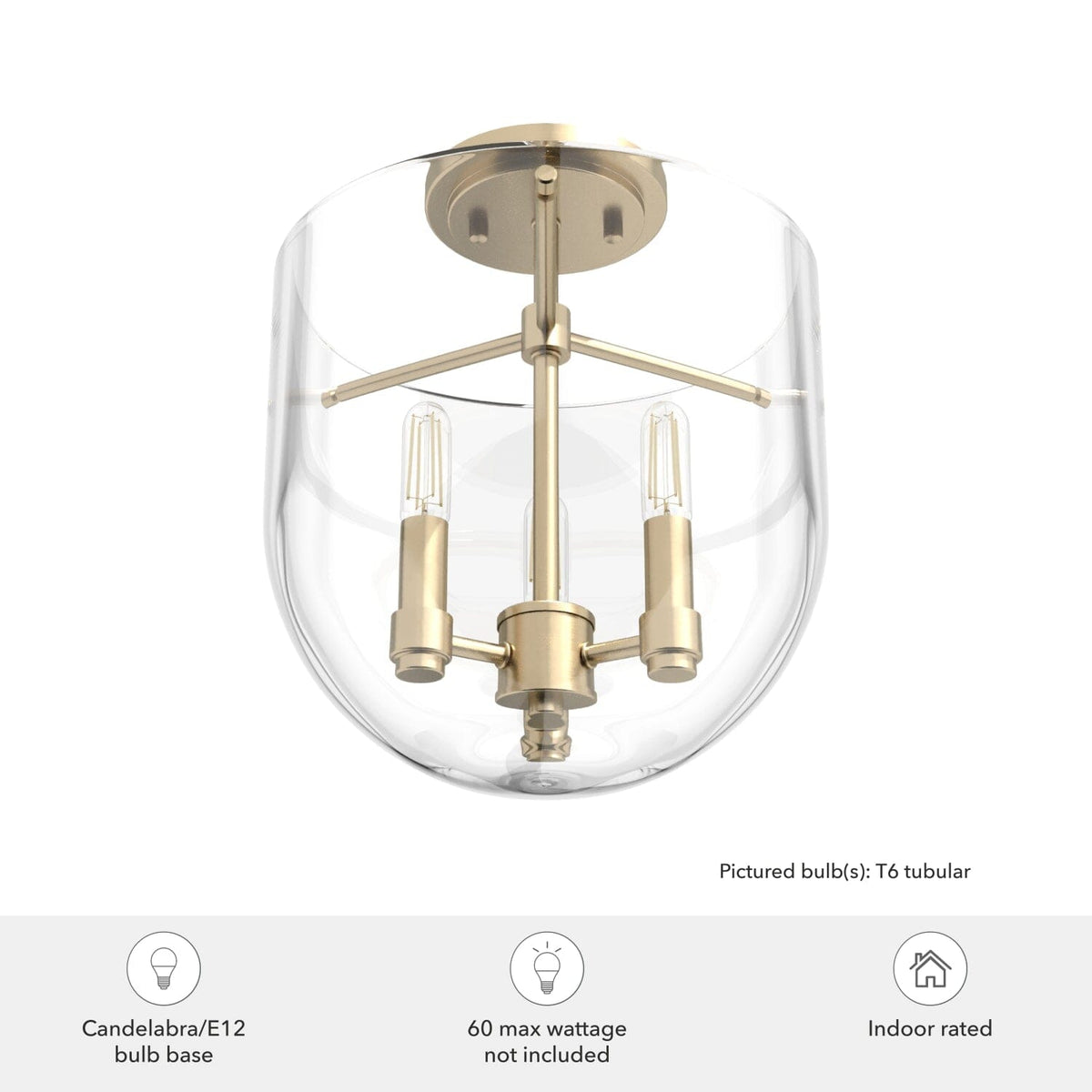 Sacha 3 Light Semi-Flush Mount