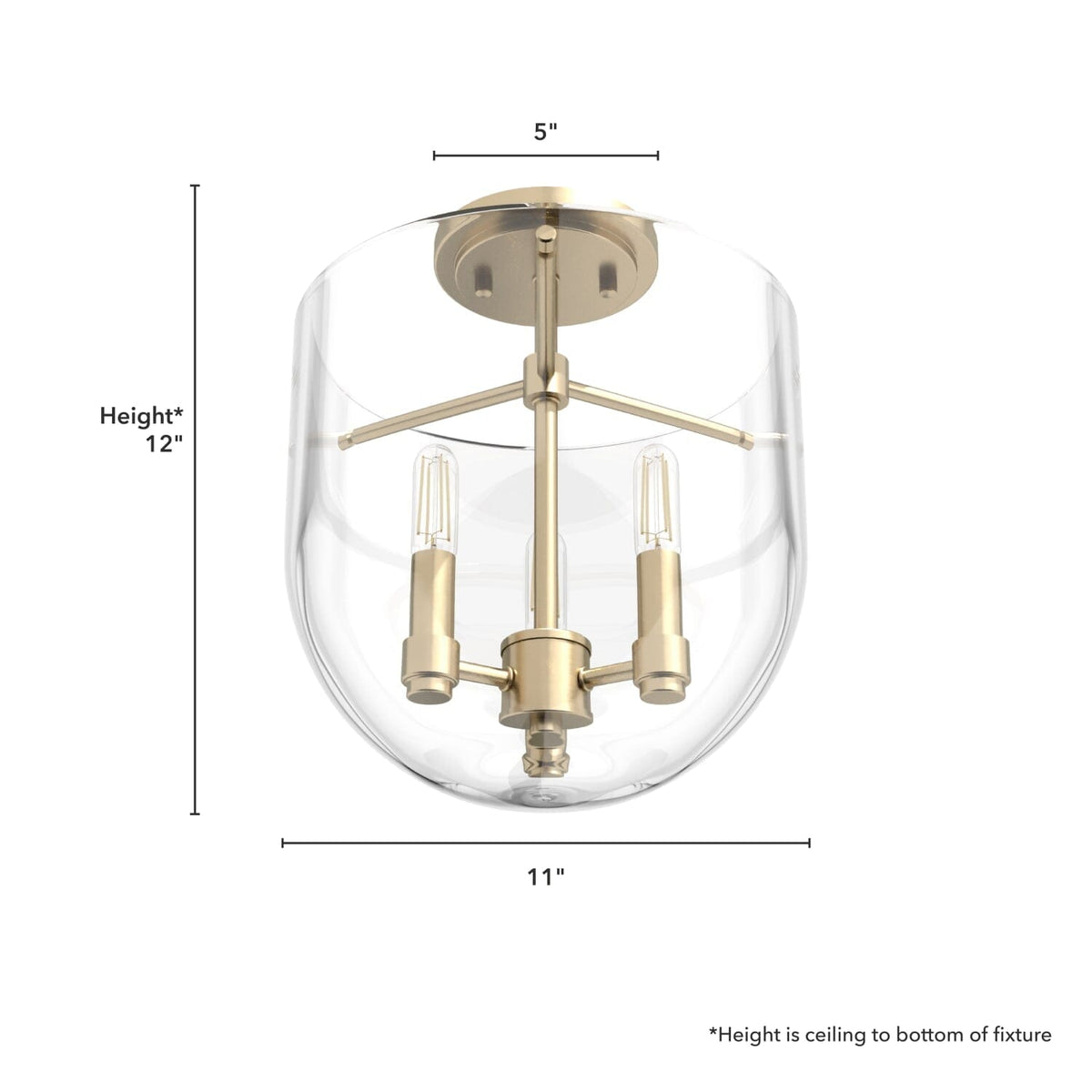 Sacha 3 Light Semi-Flush Mount