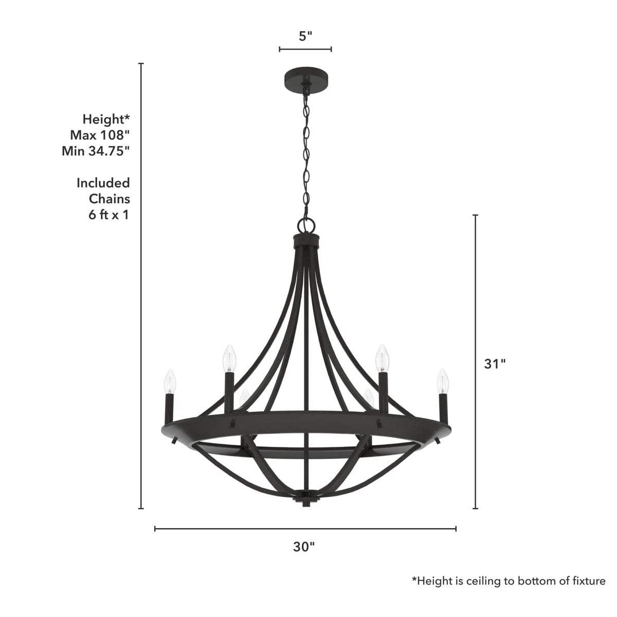Perch Point 6 Light Chandelier