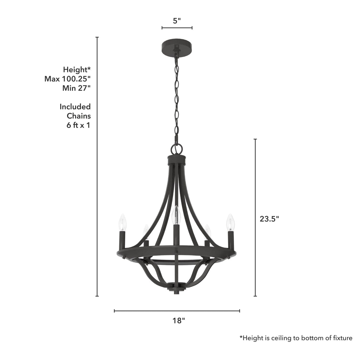 Perch Point Chandelier 5 Light 18 inch