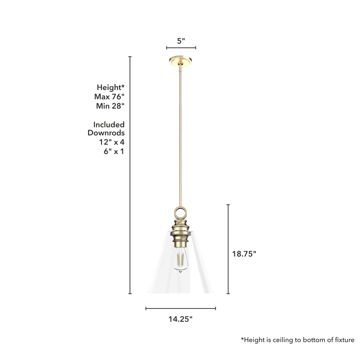 Klein 1 Light Glass Pendant 14 inch