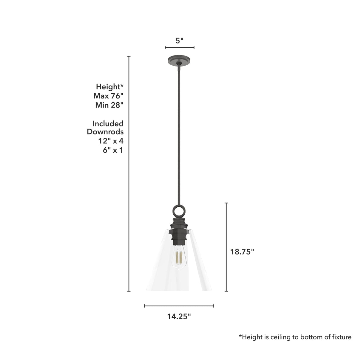 Klein 1 Light Glass Pendant 14 inch