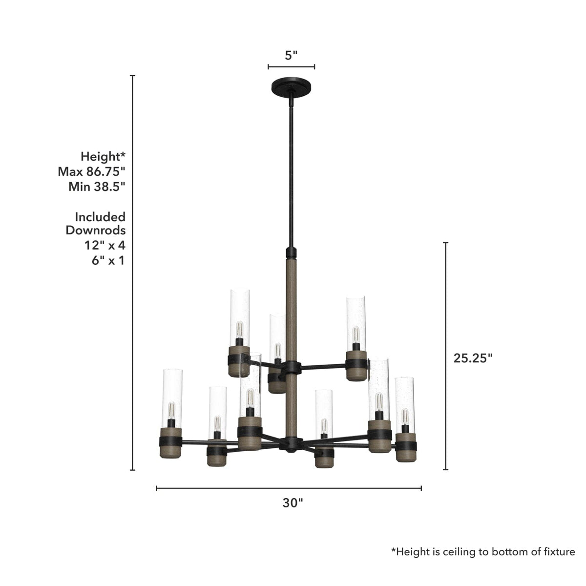 River Mill 9 Light 2-tier Chandelier