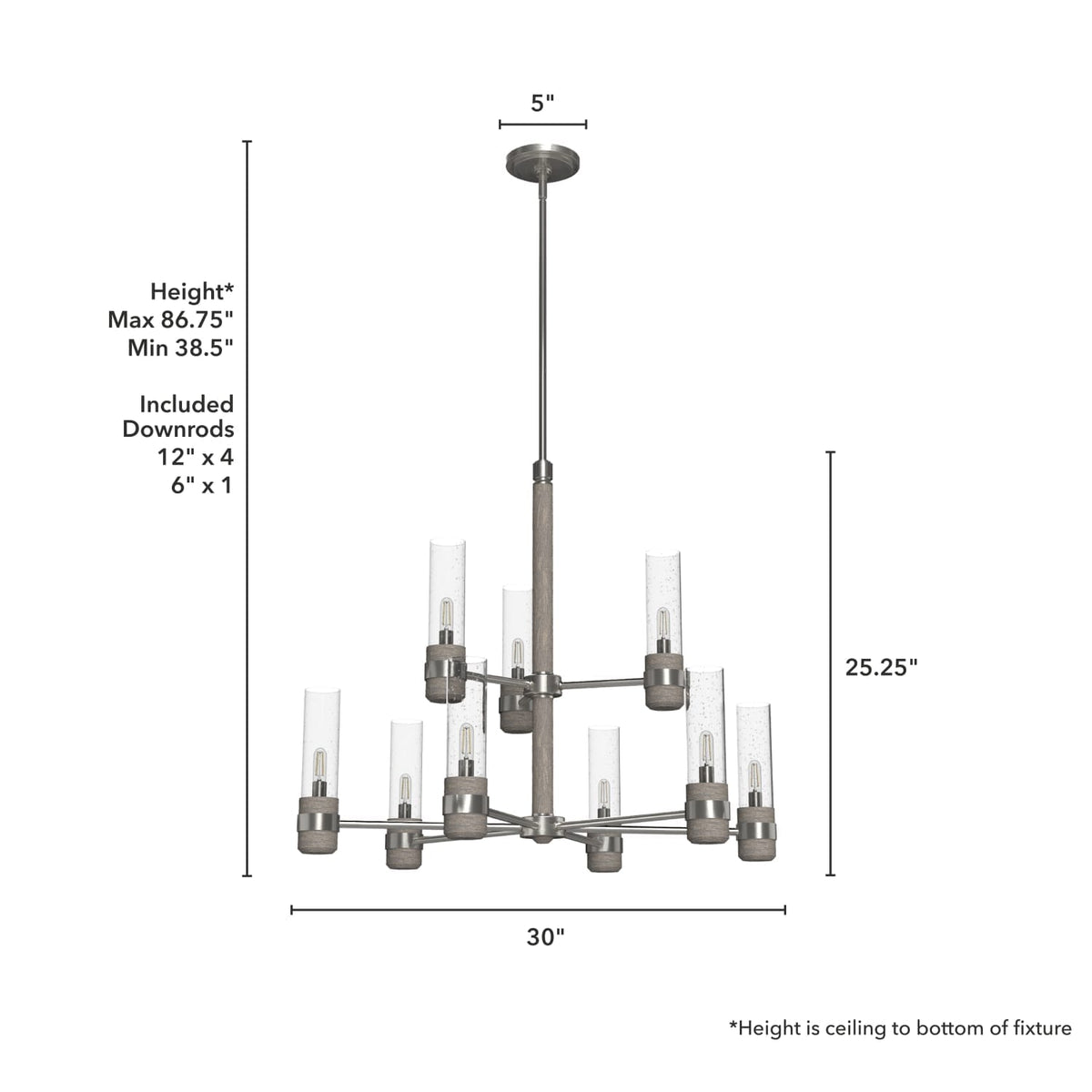 River Mill 9 Light 2-tier Chandelier