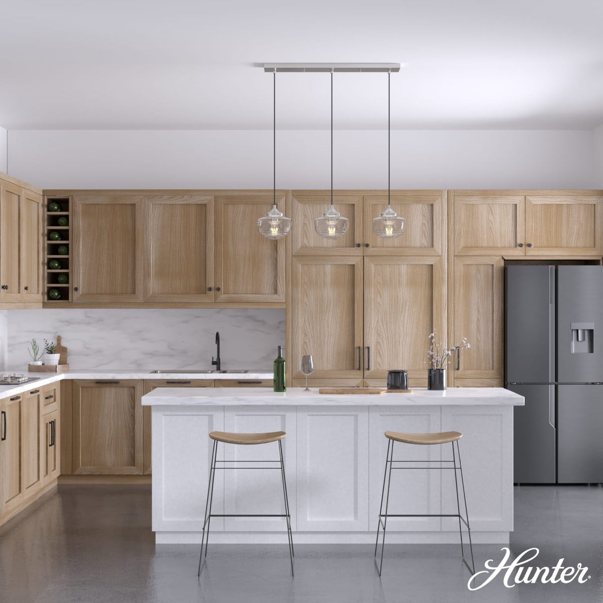 Saddle Creek Clear Seeded Glass 3 Light Linear Pendant Cluster