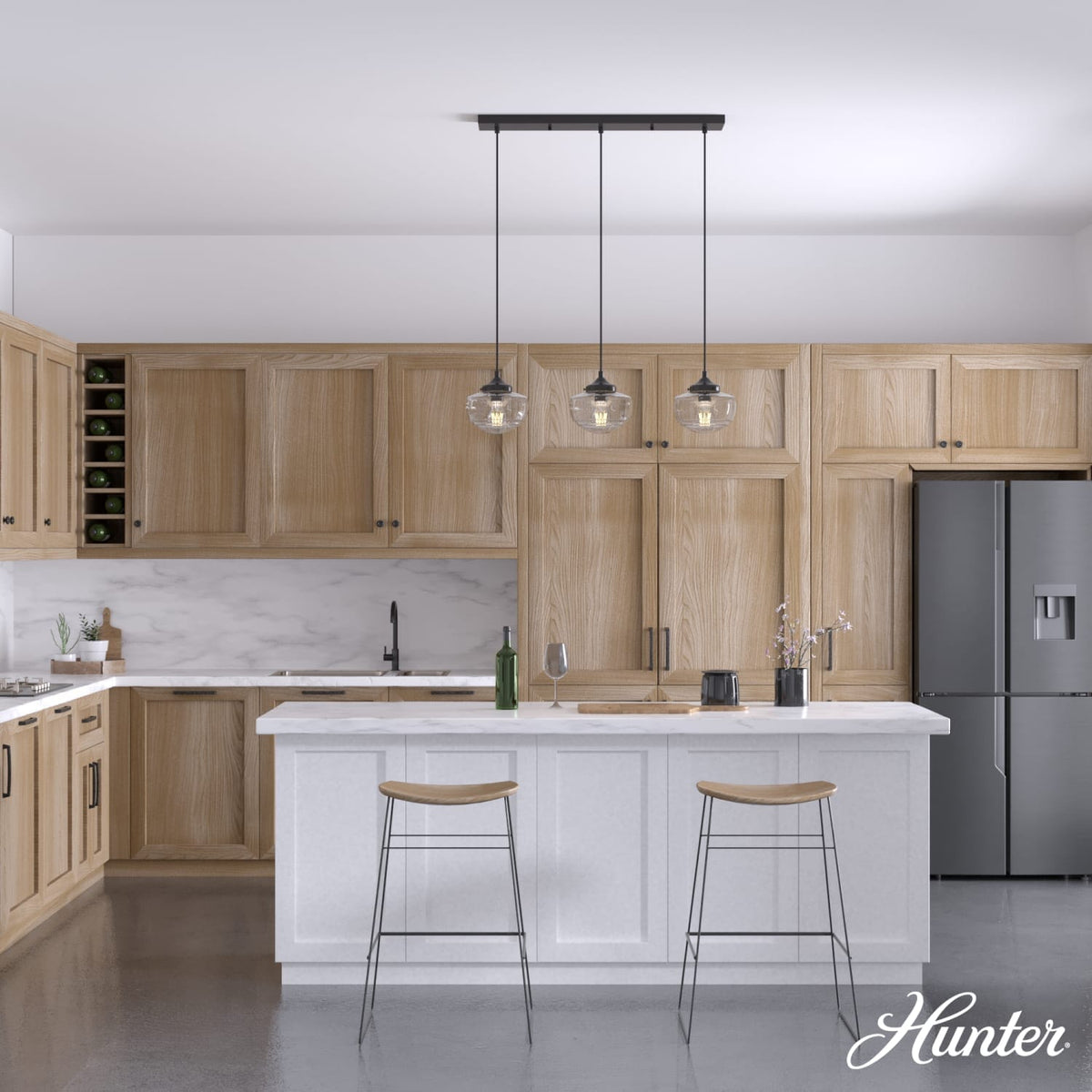 Saddle Creek Clear Seeded Glass 3 Light Linear Pendant Cluster