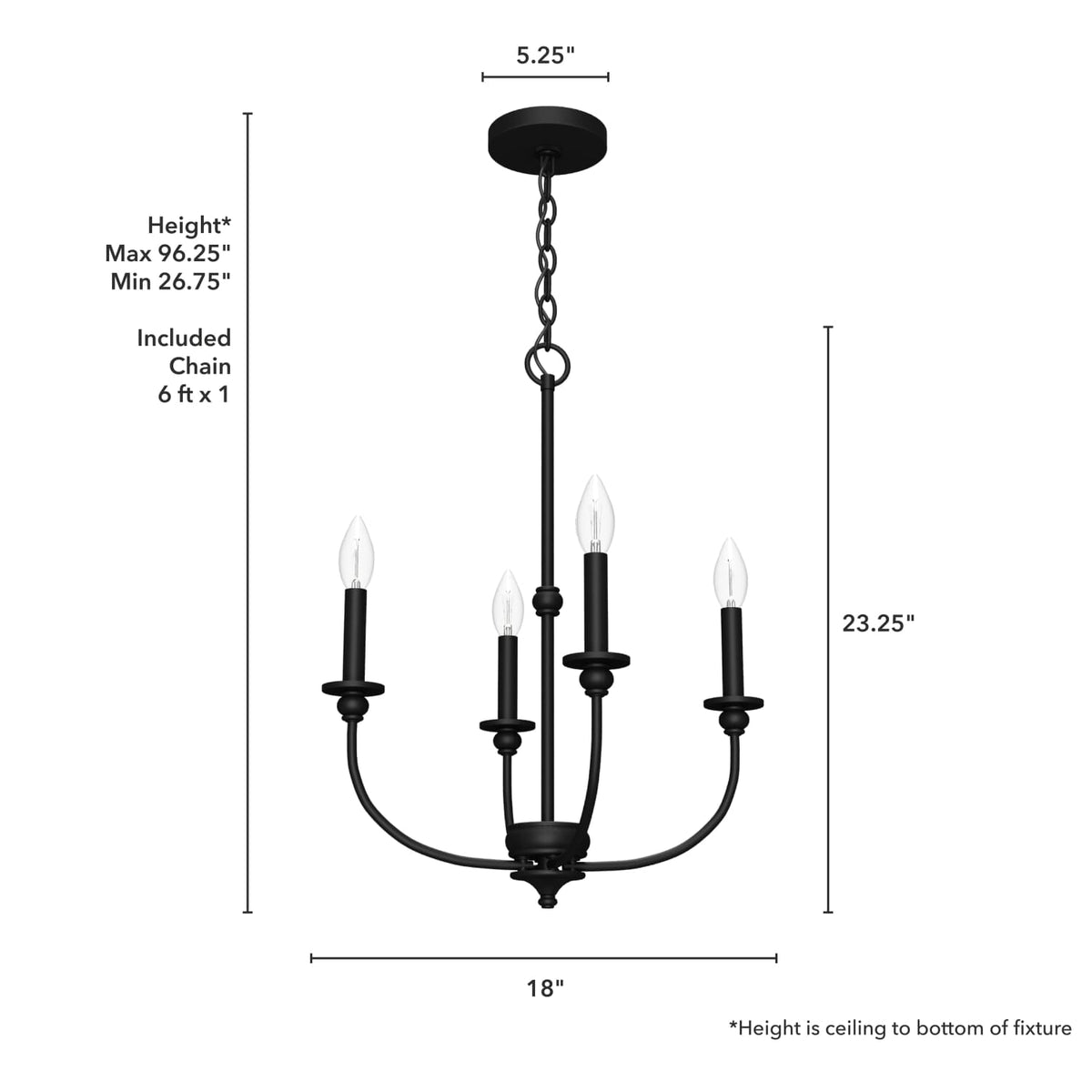 Southcrest 4 Light Chandelier 18 inch