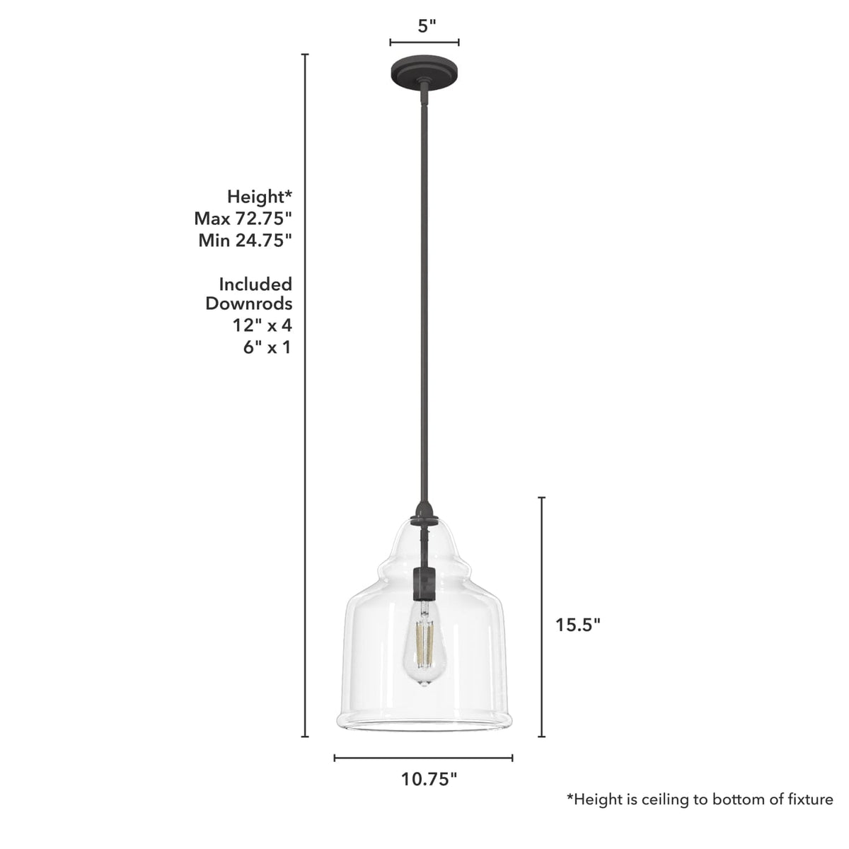Dunshire Bell Clear Glass 1 Light 12 Inch Medium Pendant