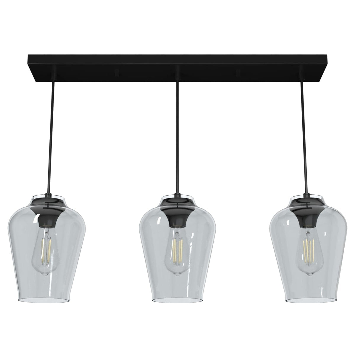 Vidria Smoked Glass 3 Light Linear Pendant Cluster