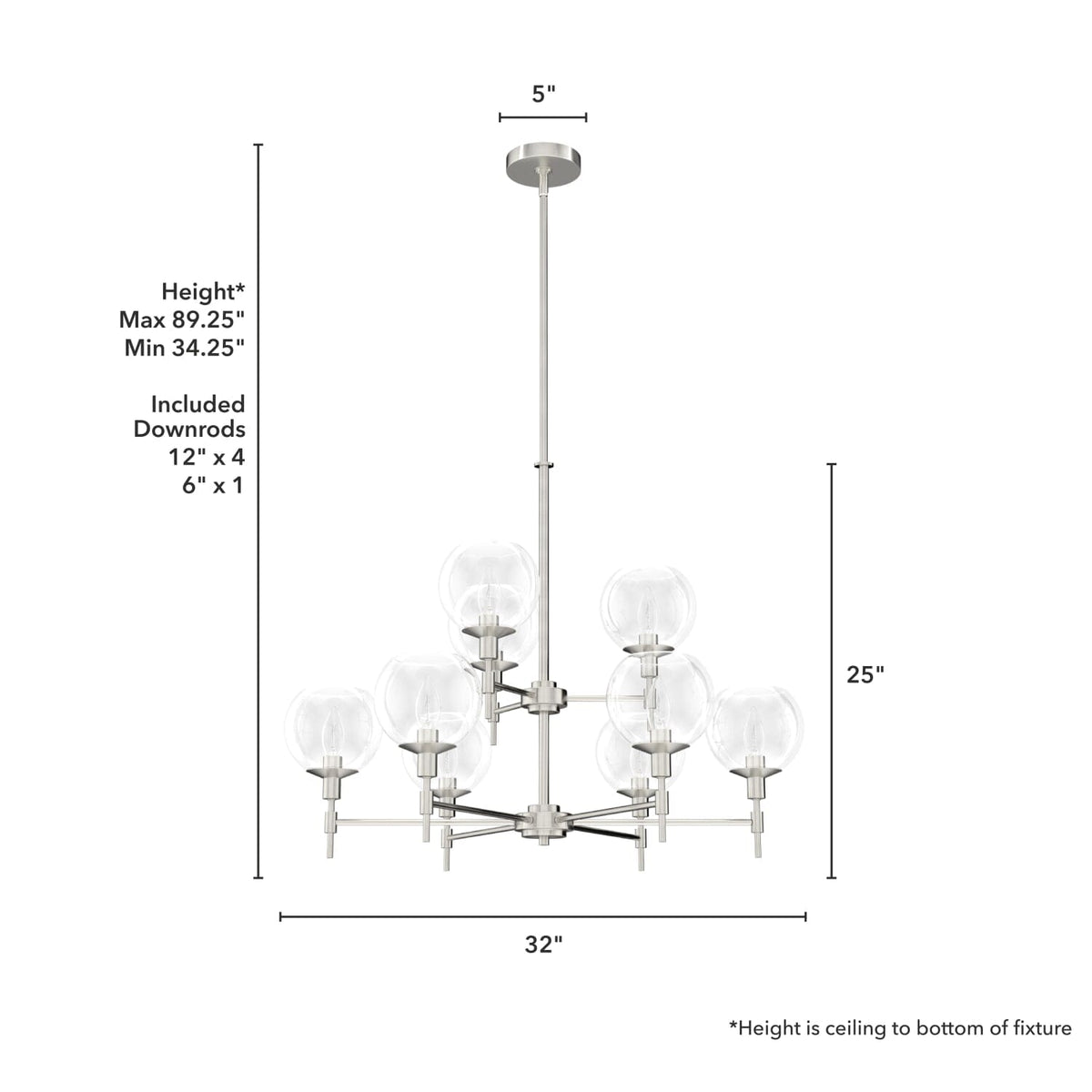 Xidane 9 Light 2 Tier Chandelier