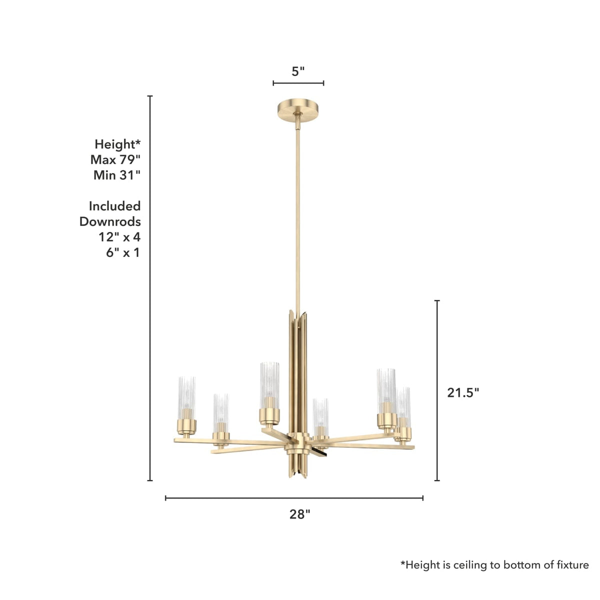 Gatz 6 Light Chandelier Alturas Gold