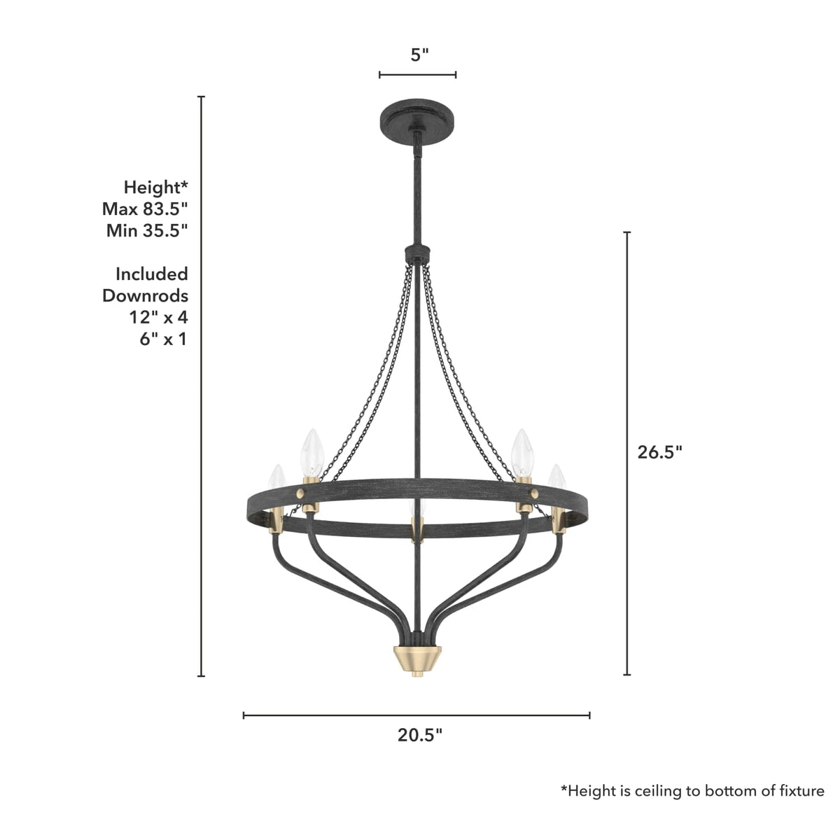 Merlin 5 Light Chandelier