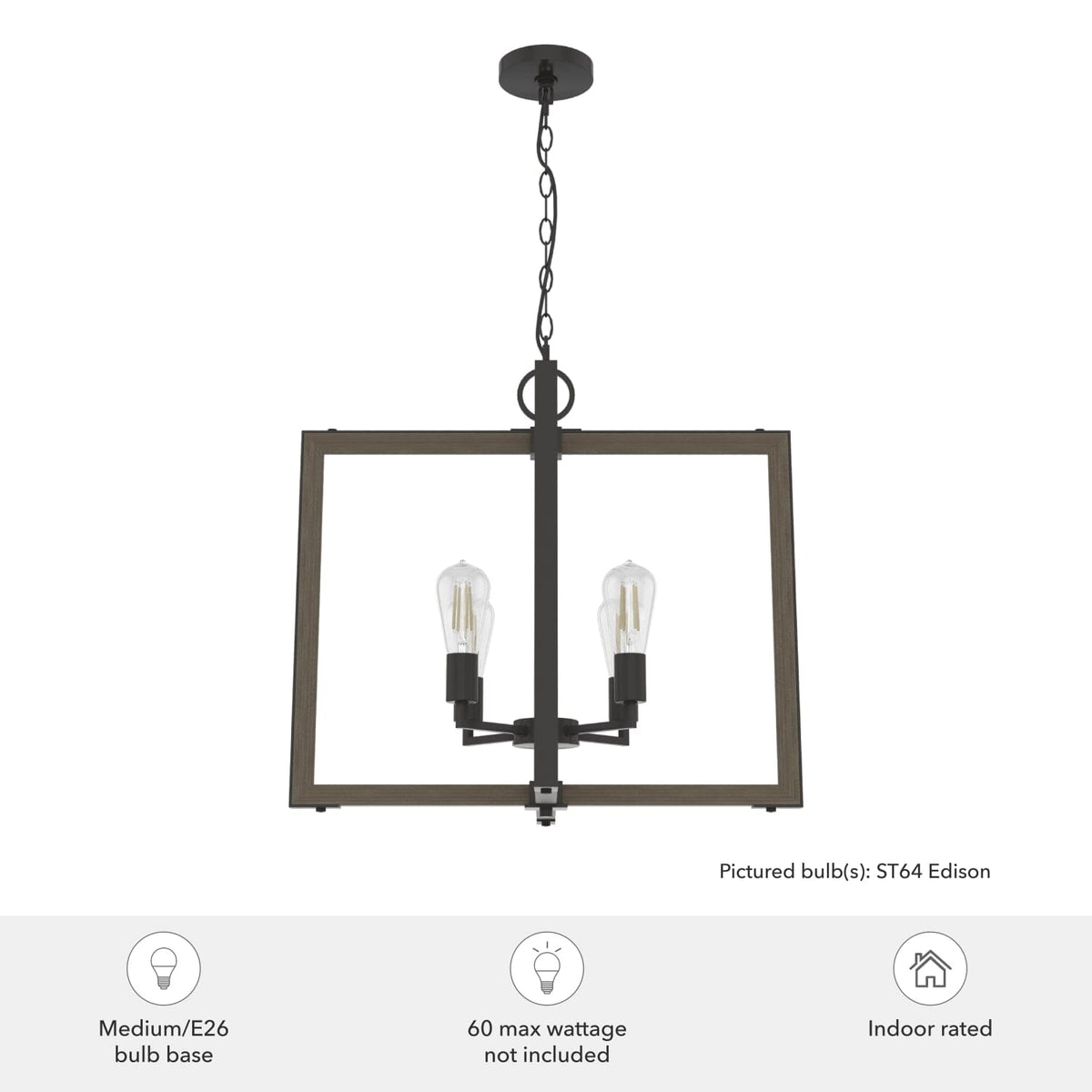 Woodburn 4 Light 24 Inch Foyer Pendant