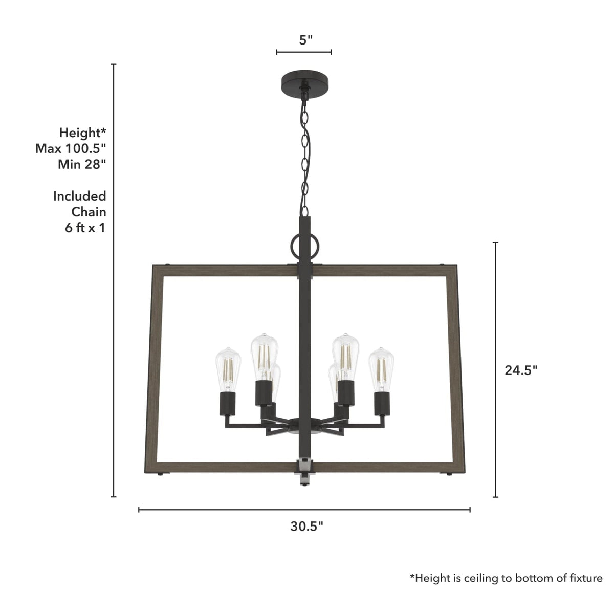 Woodburn 6 Light 30 Inch Foyer Pendant