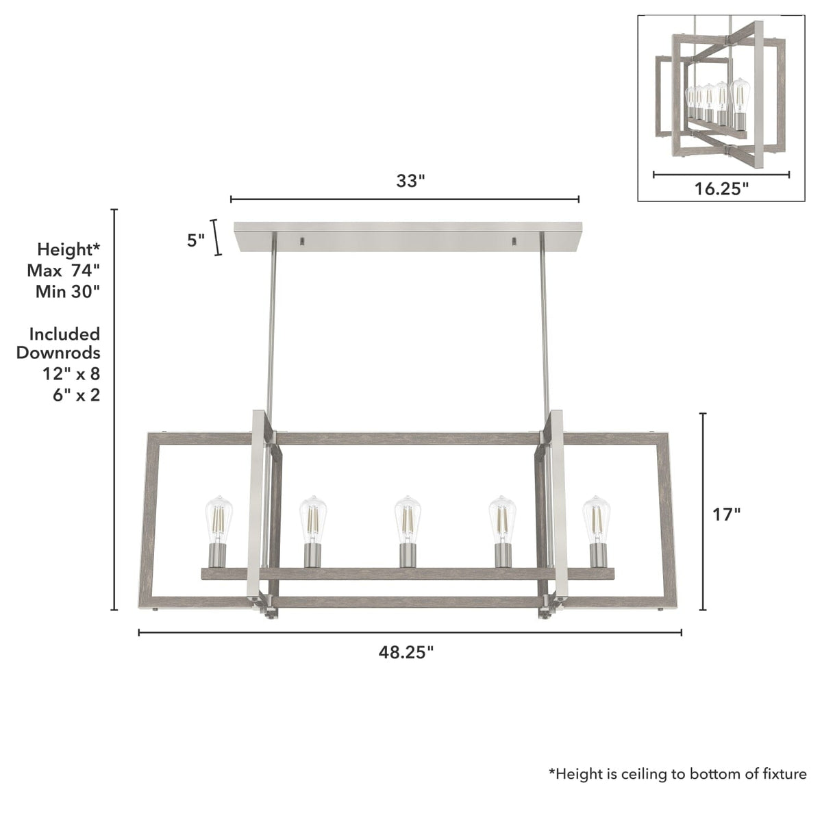 Woodburn 5 Light Linear Chandelier