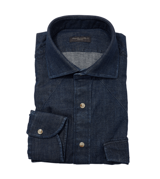 MAB Dark Denim Western Shirt - custom suits nyc bespoke tailor midtown, noho