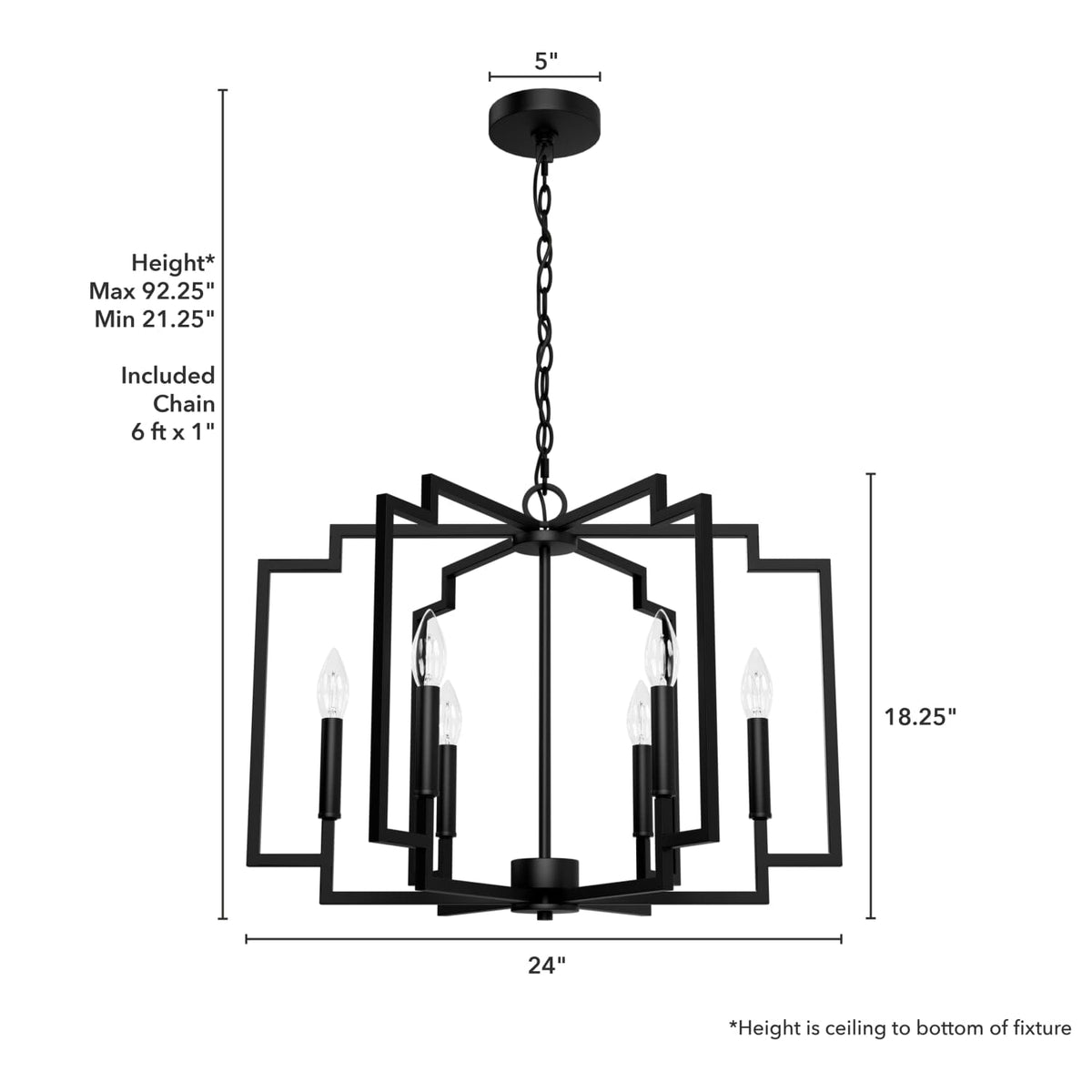 Zoanne 6 Light Chandelier 24 Inch
