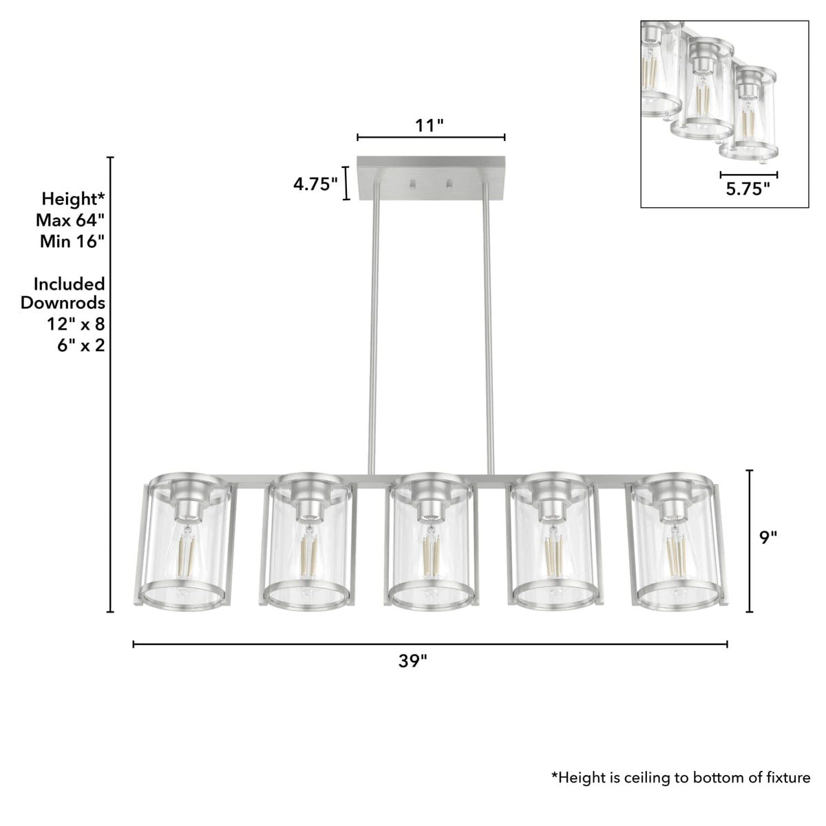 Astwood 5 Light Linear Chandelier