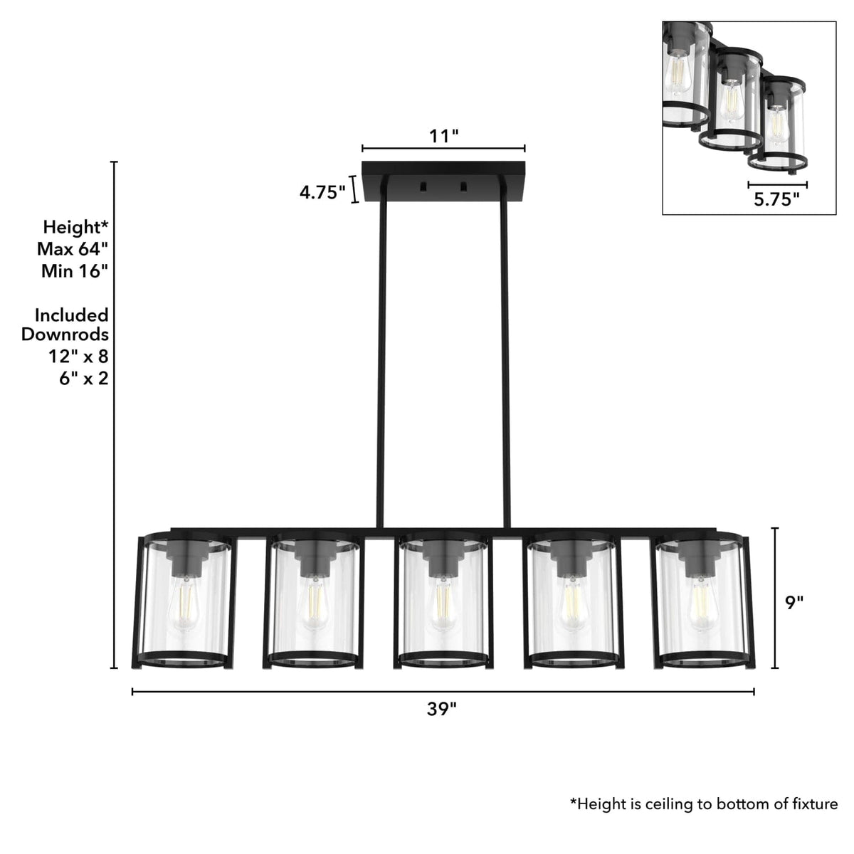 Astwood 5 Light Linear Chandelier