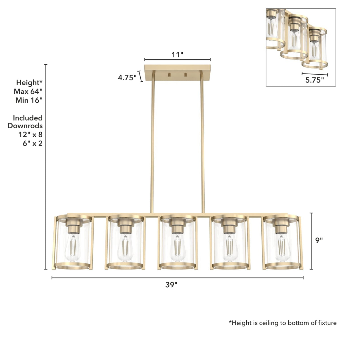 Astwood 5 Light Linear Chandelier
