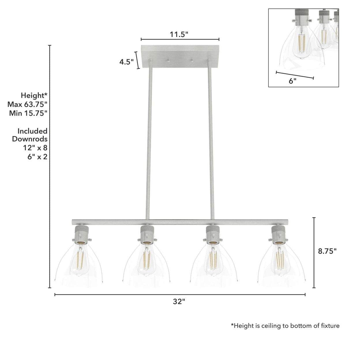 Van Nuys 4 Light Linear Chandelier