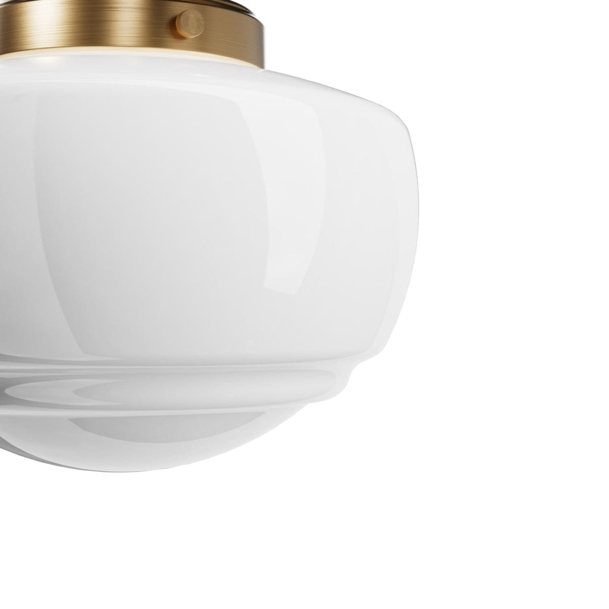 Saddle Creek Shiny Cased White Glass 1 Light Mini Semi Flush