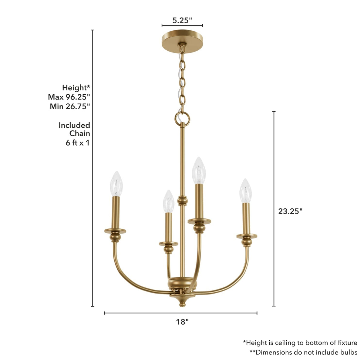 Southcrest 4 Light Chandelier 18 inch