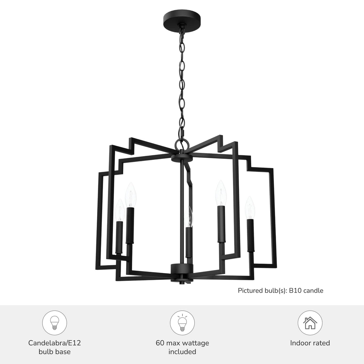 5 Light Medium 24 Inch Chandelier