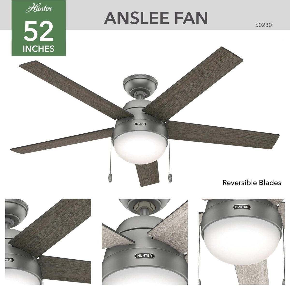 Anslee with LED Light 52 inch