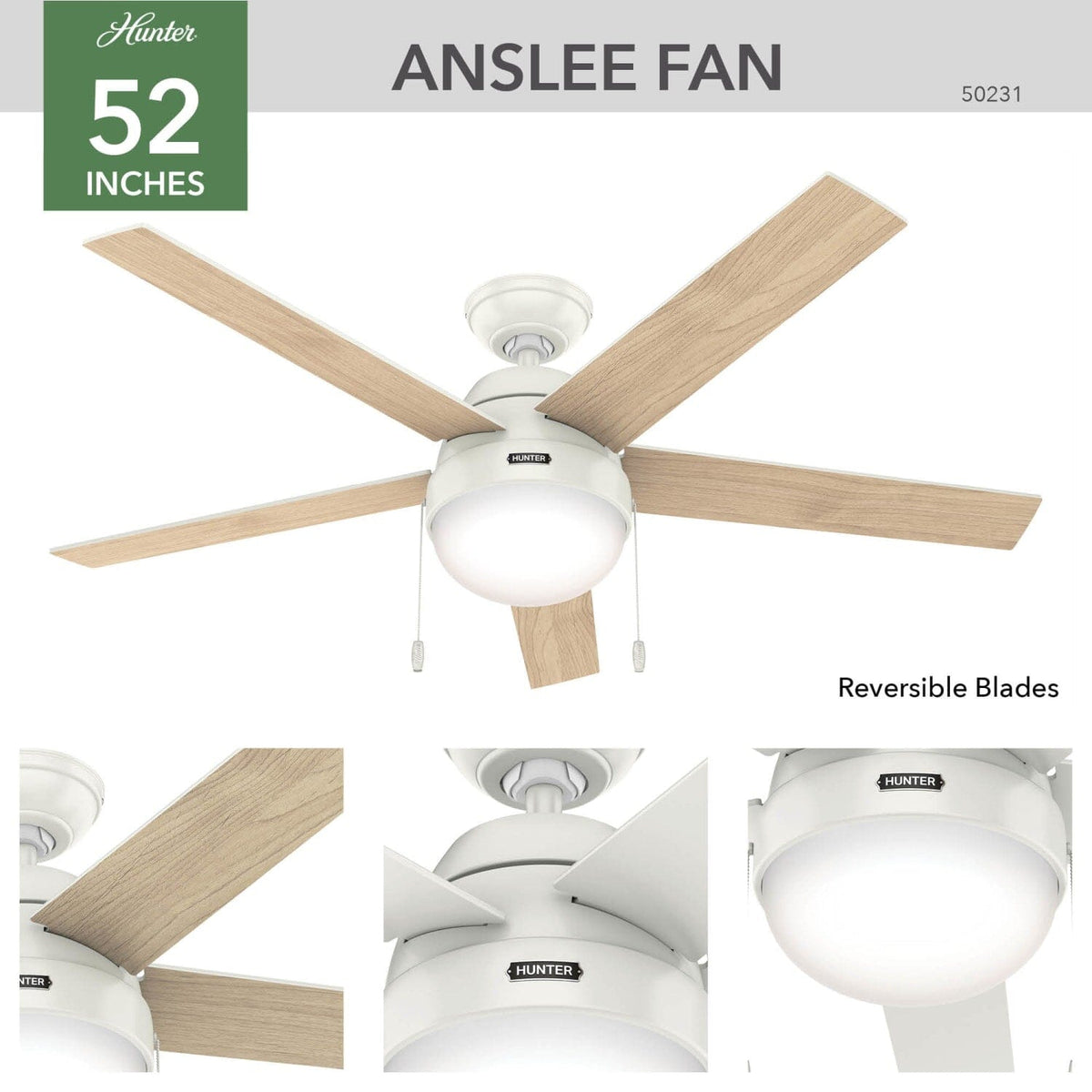 Anslee with LED Light 52 inch
