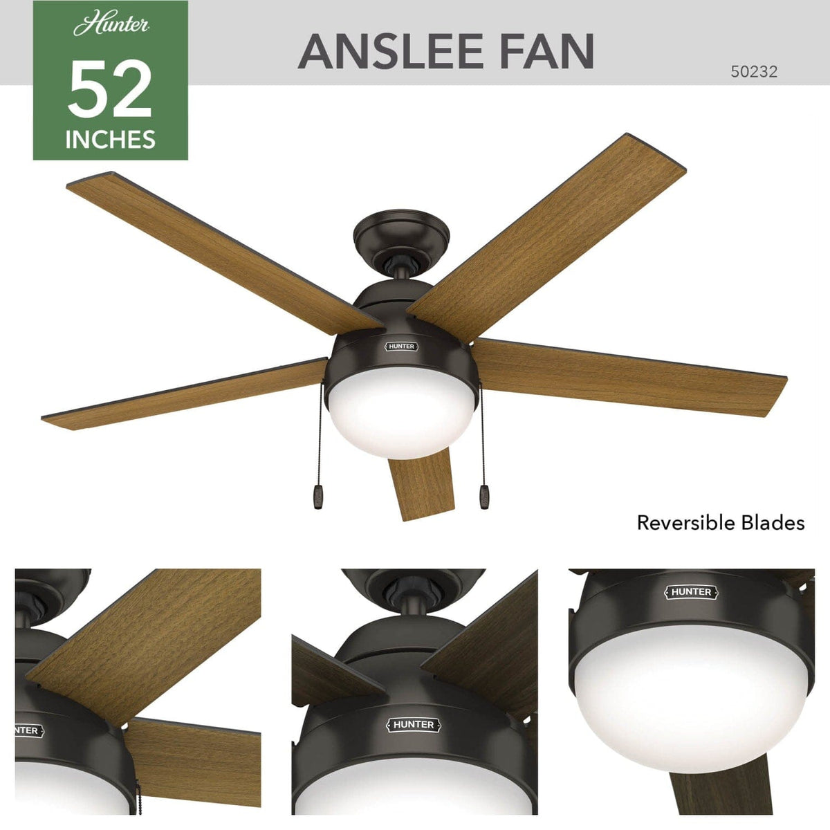 Anslee with LED Light 52 inch