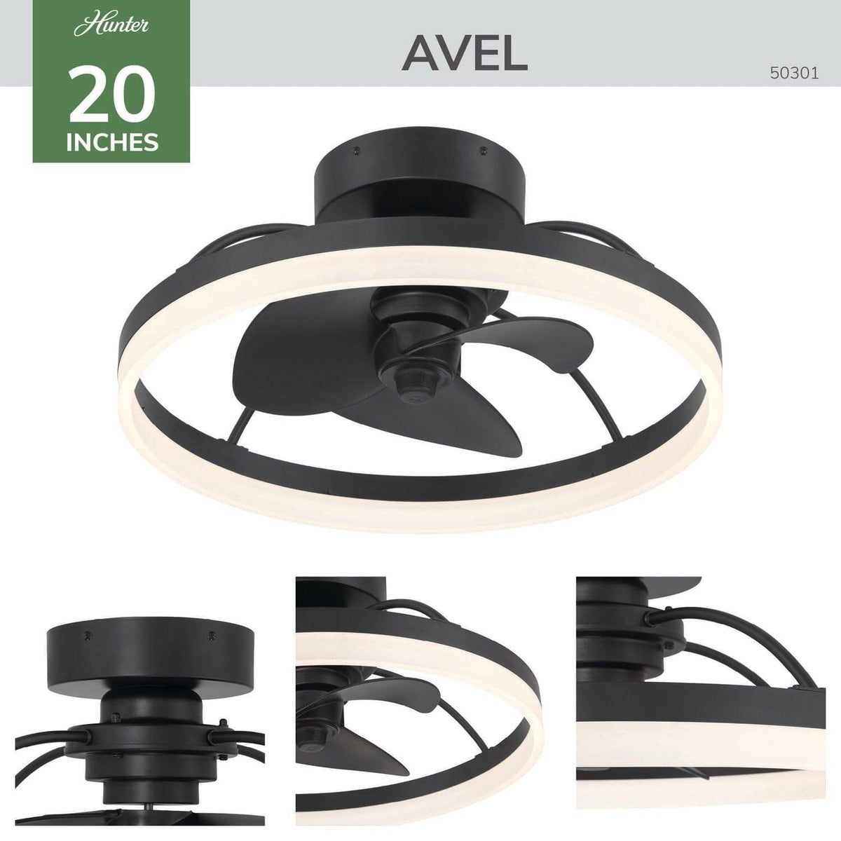 Avel Indoor SureSpeed Low Profile Fandelier 20 inch with Light and Remote
