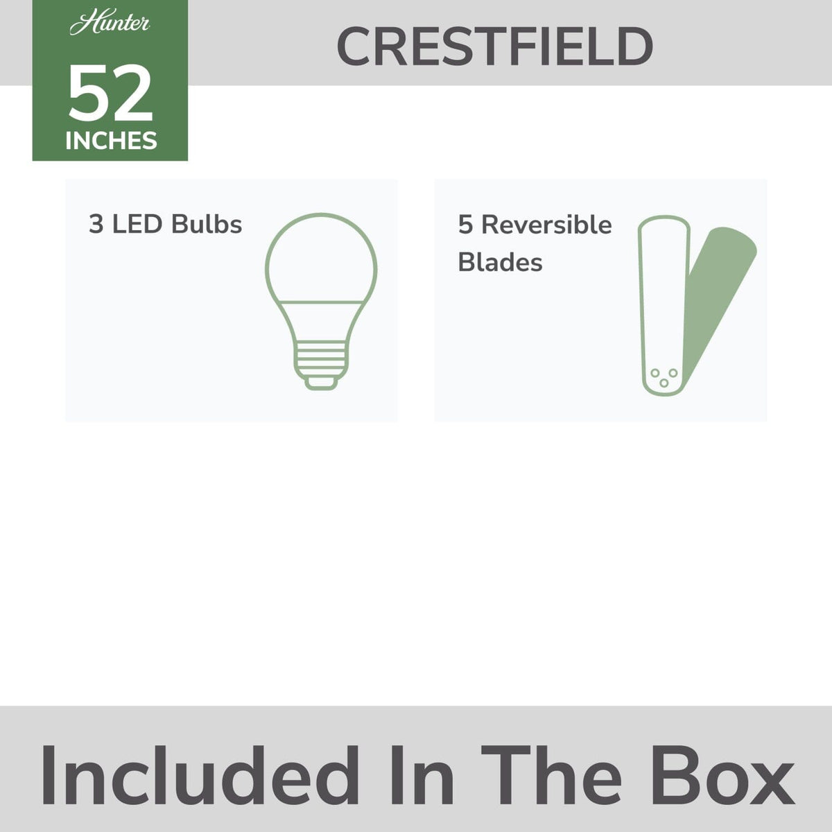 Crestfield Low Profile with 3 LED Lights 52 inch