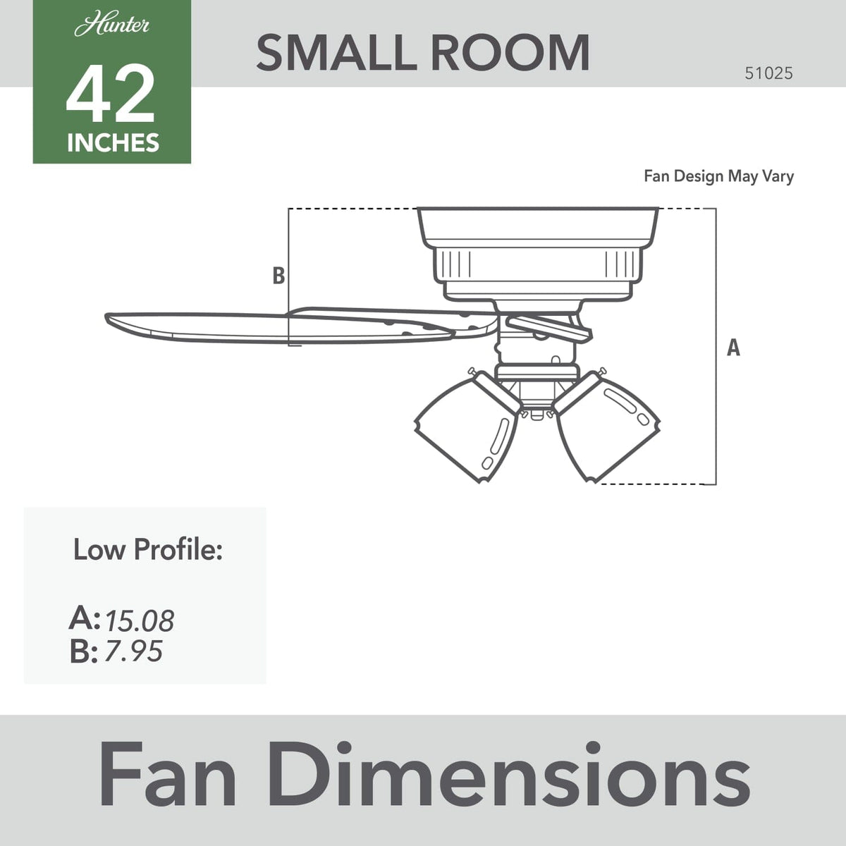 Crestfield Low Profile with 3 Lights 42 inch