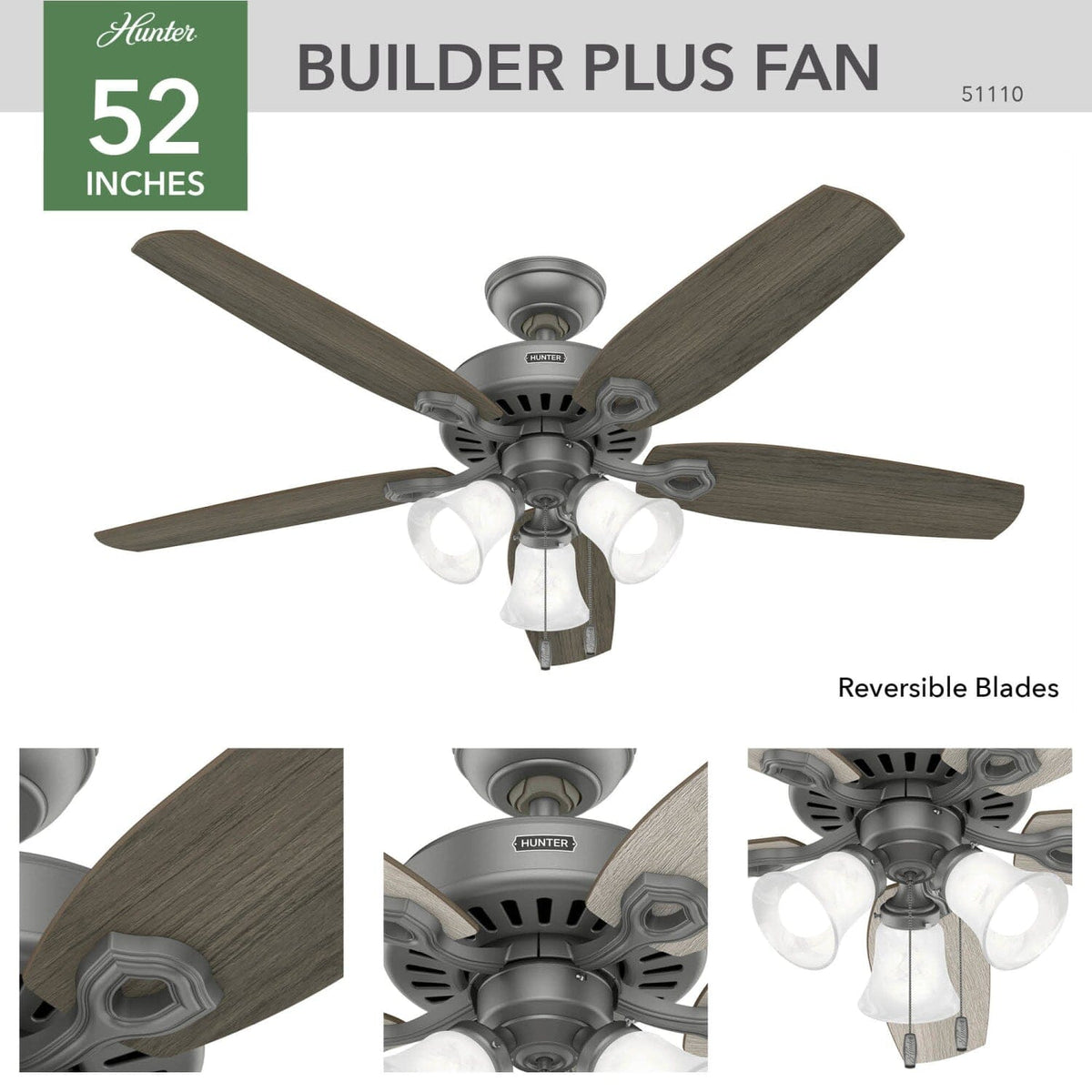 Builder Plus with 3 Lights 52 inch