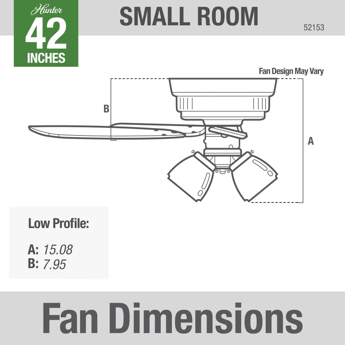 Crestfield Low Profile with 3 Lights 42 inch
