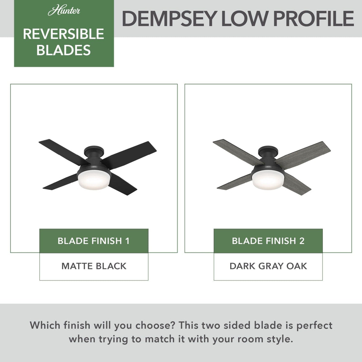 Dempsey Low Profile with Light 44 inch