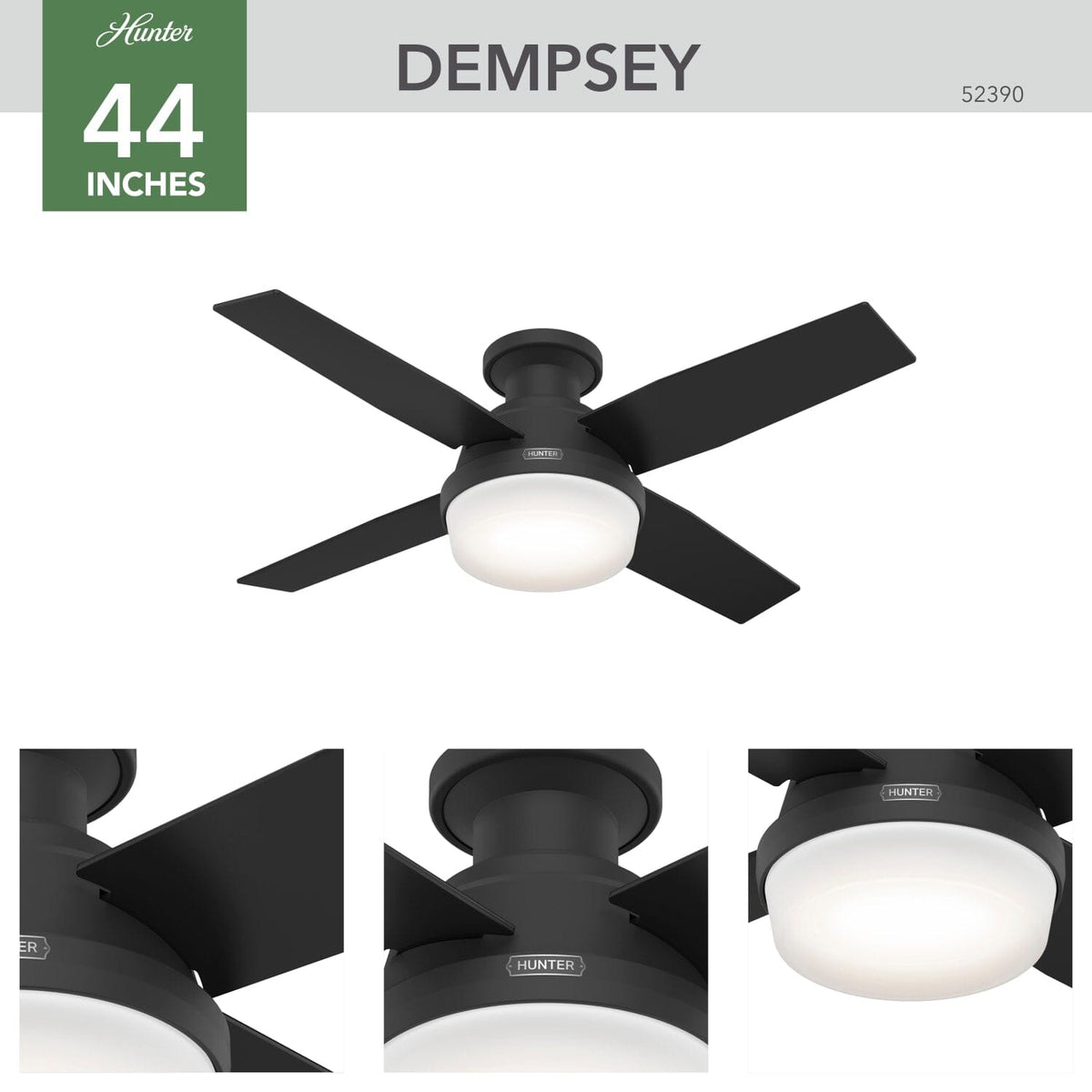 Dempsey Low Profile with Light 44 inch
