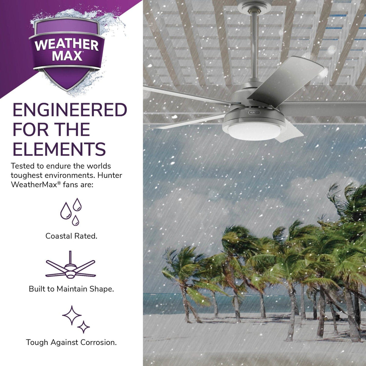 Seawall Outdoor WeatherMax with LED Light 52 inch with Wall Control