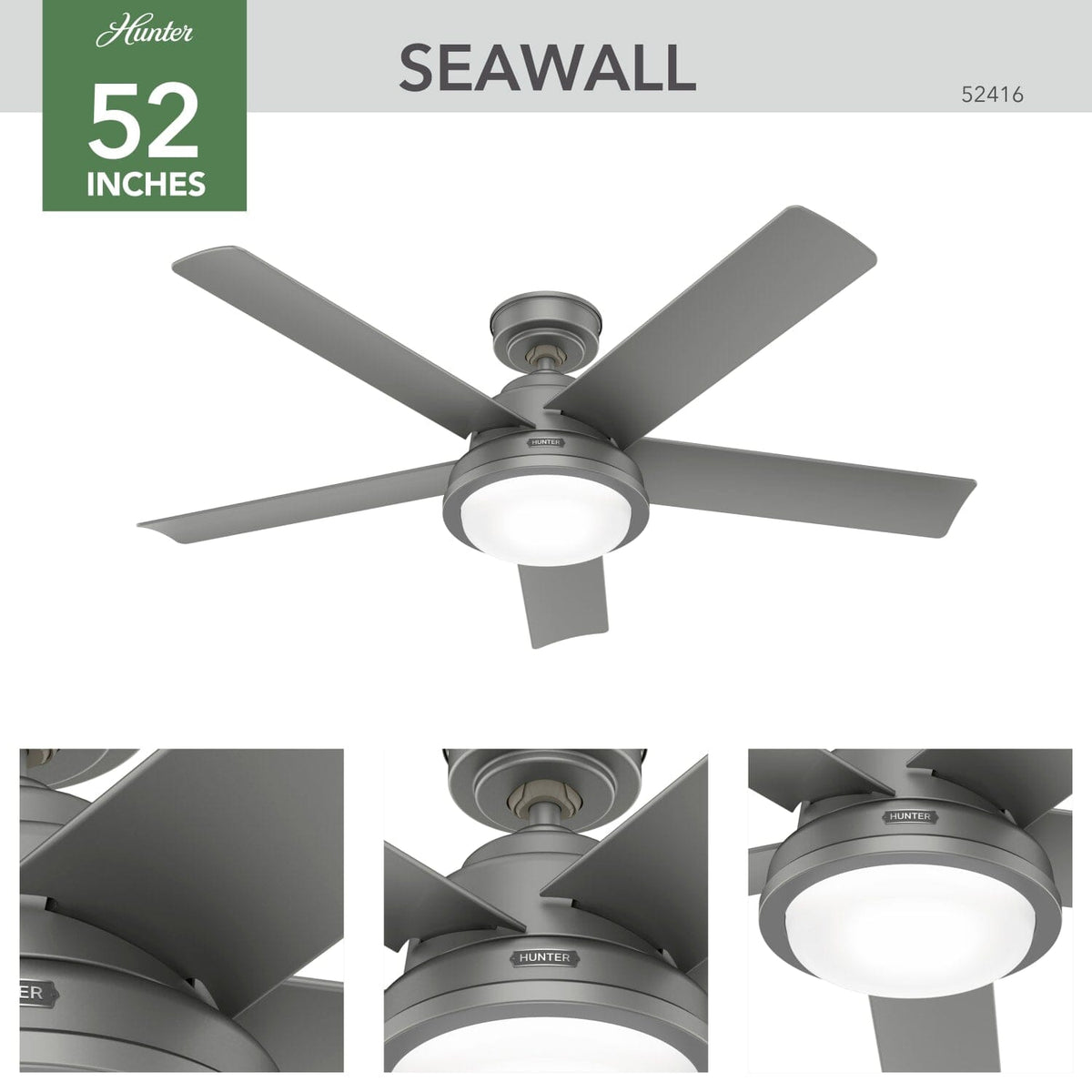 Seawall Outdoor WeatherMax with LED Light 52 inch with Wall Control