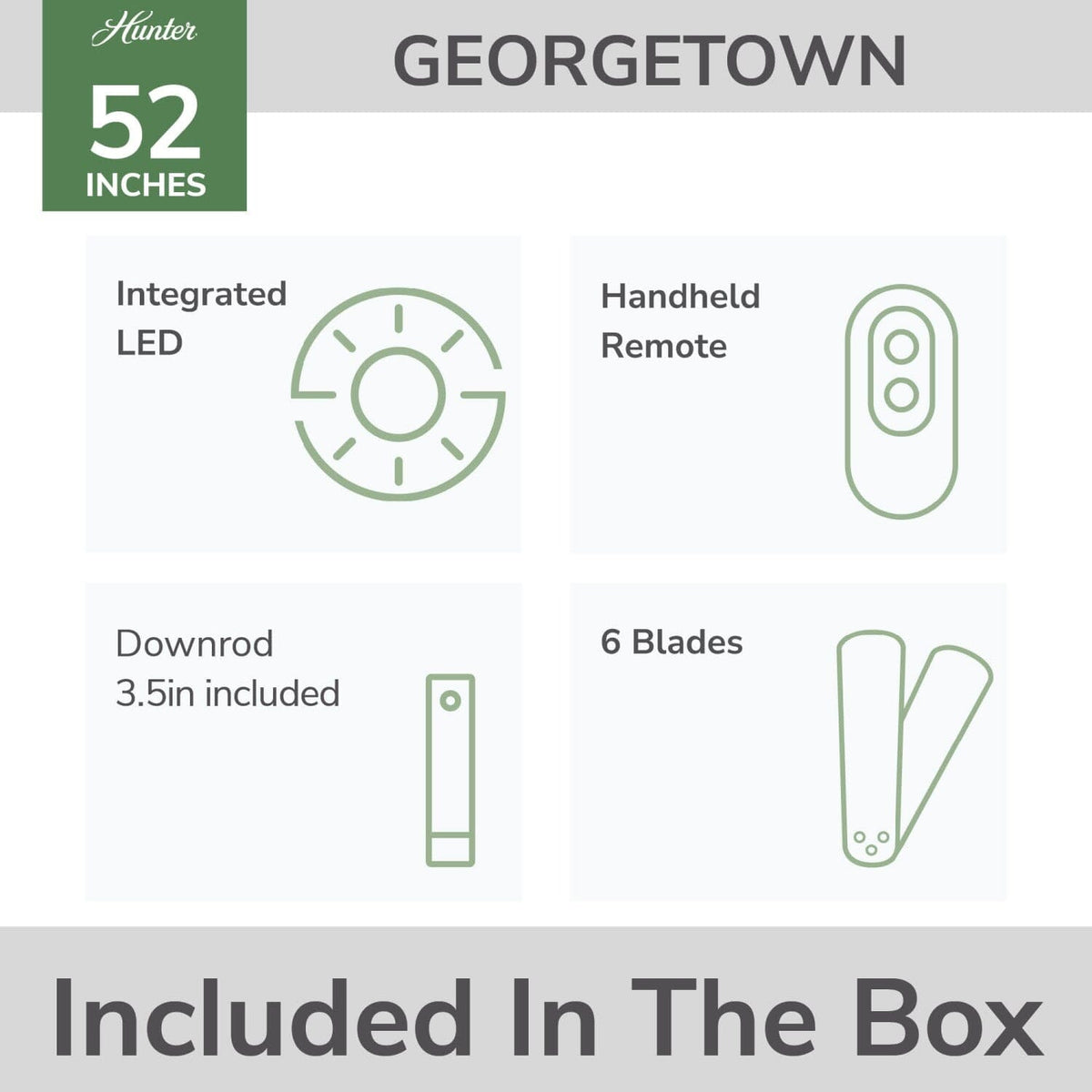 Georgetown Indoor HunterExpress with LED Light 52 inch with remote
