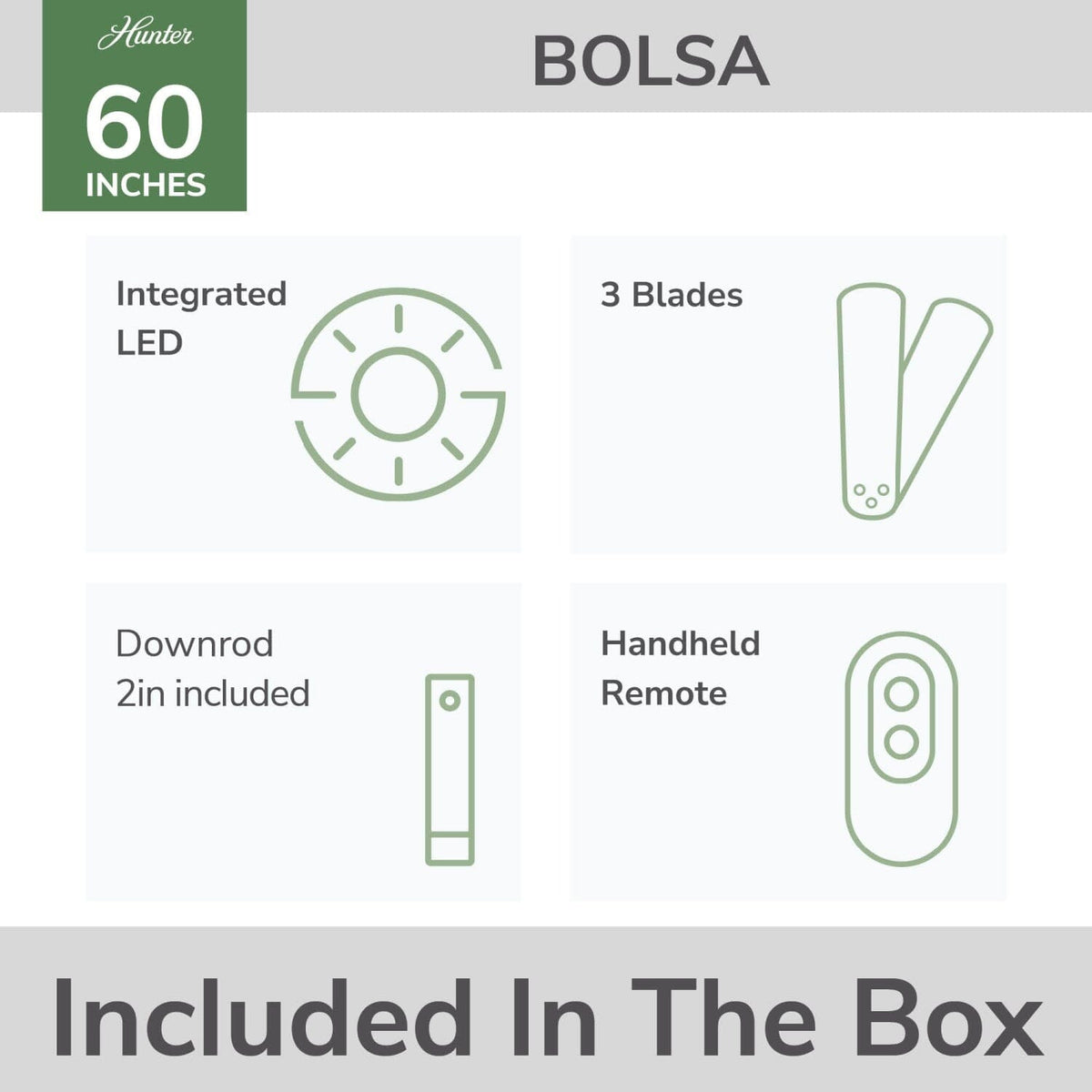 Bolsa 60 inch with LED Light and Remote