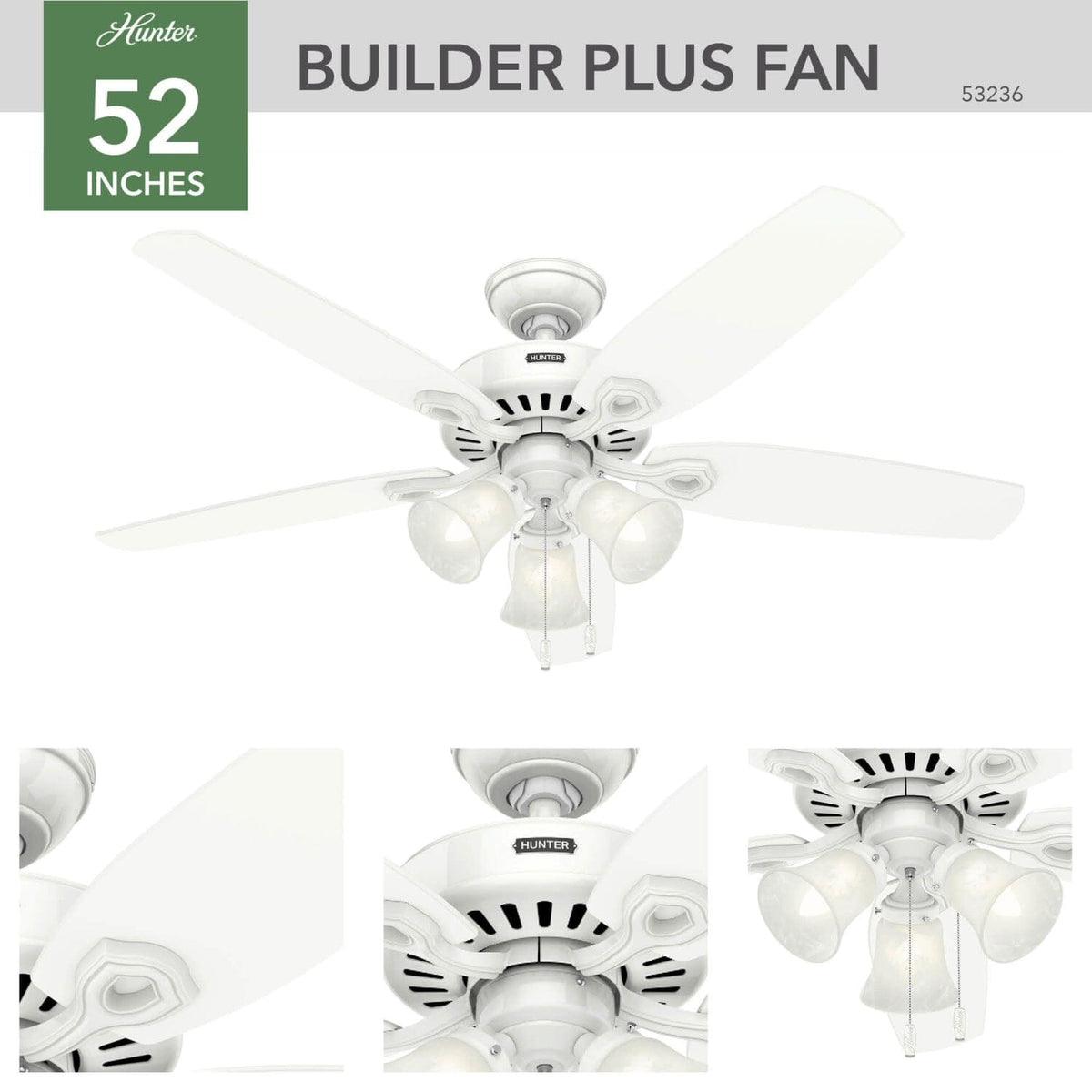 Builder Plus with 3 Lights 52 inch