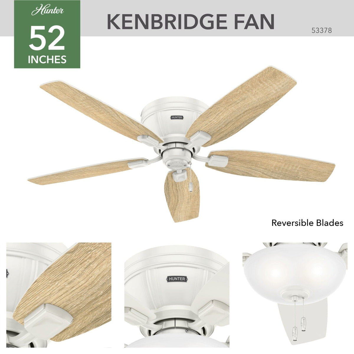 Kenbridge Low Profile with LED Light 52 inch