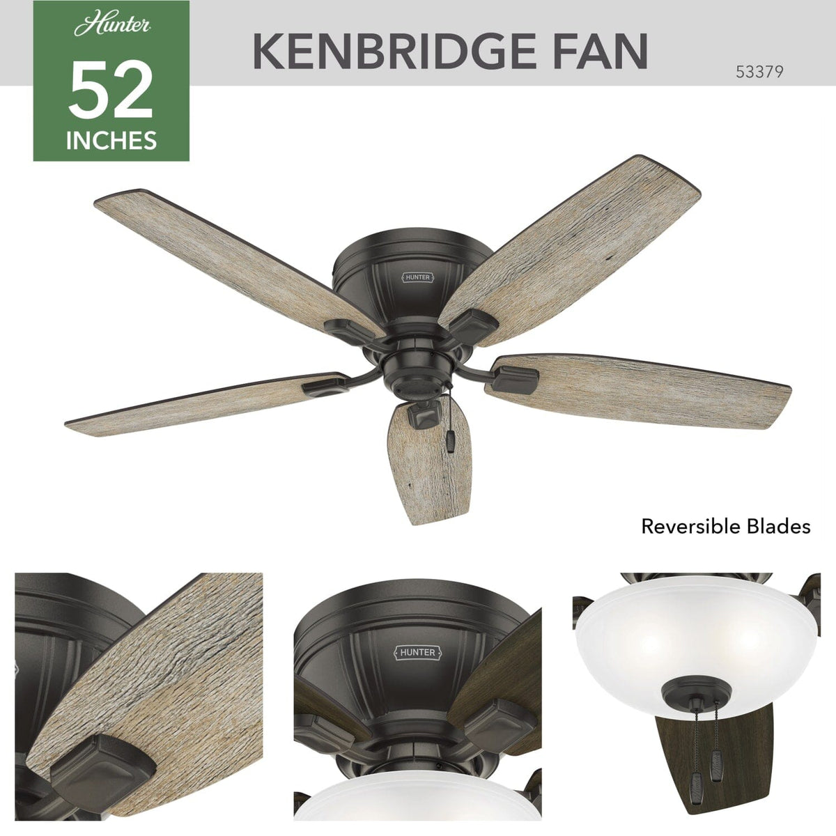 Kenbridge Low Profile with LED Light 52 inch