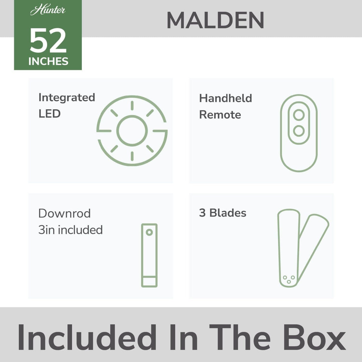 Malden Jasmine Roth Indoor 52inch with LED and Remote