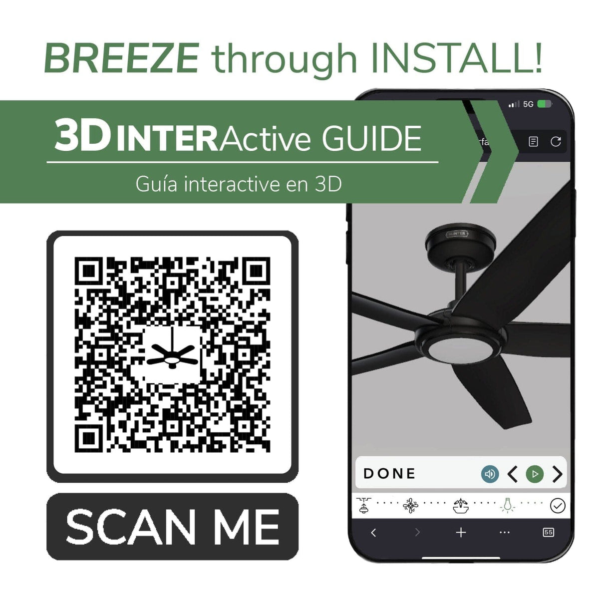 ZenTech 5 Blade Outdoor Smart Fan 52 inch