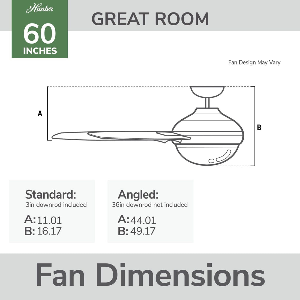 Aerodyne Indoor Smart Fan Energy Star with LED and Reversible Blades and Remote 60 inch