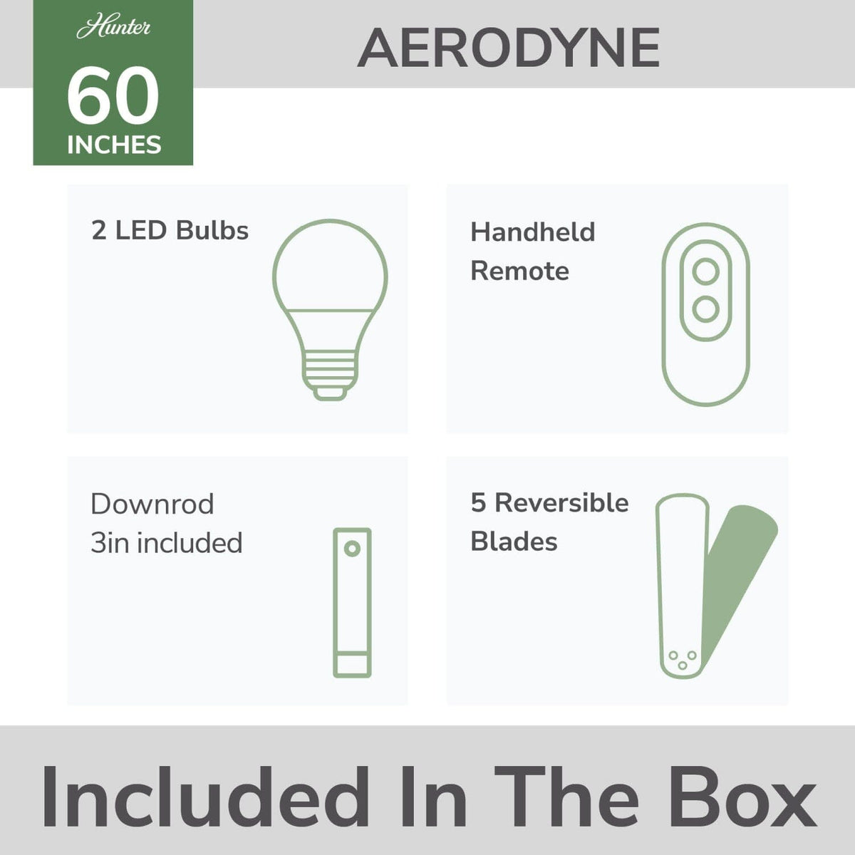 Aerodyne Indoor Smart Fan Energy Star with LED and Reversible Blades and Remote 60 inch